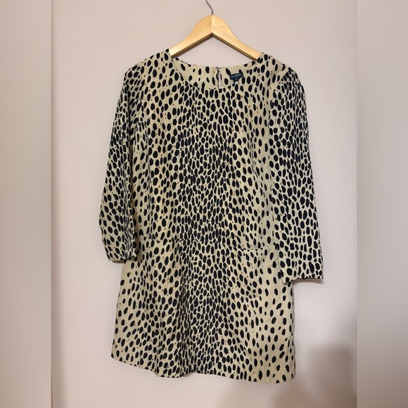 J.Crew Women's Size 2 Leopard Print Knee Length Shift Dress Long Sleeve - Picture 4 of 7